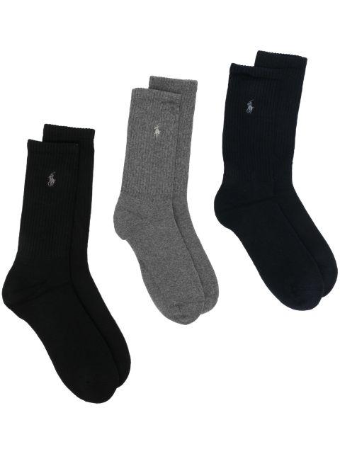 three-pack logo-embroidery socks by POLO RALPH LAUREN