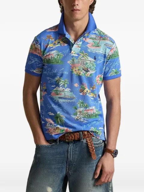 tropical-print pique polo shirt by POLO RALPH LAUREN