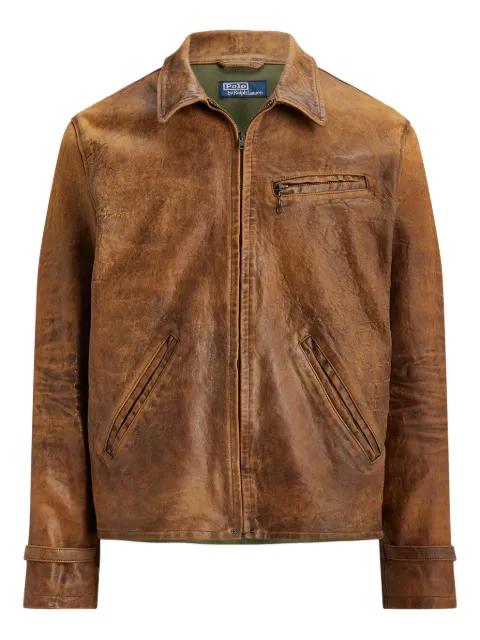 zip sheepskin bomber jacket by POLO RALPH LAUREN