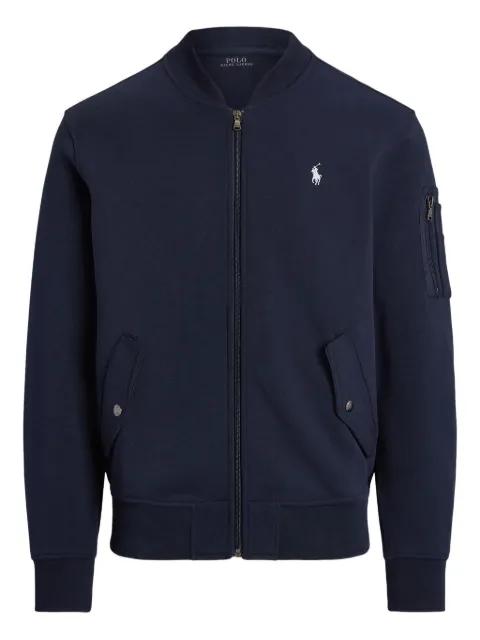 zip-up embroidered bomber-style sweatshirt by POLO RALPH LAUREN