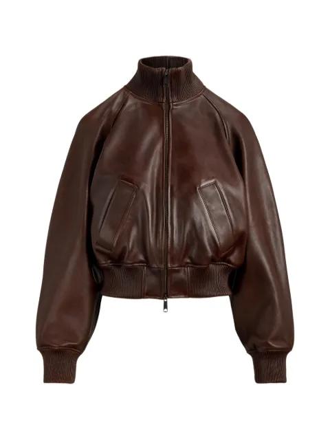 zip-up leather jacket by POLO RALPH LAUREN