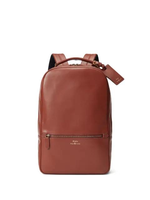 zipped leather backpack by POLO RALPH LAUREN