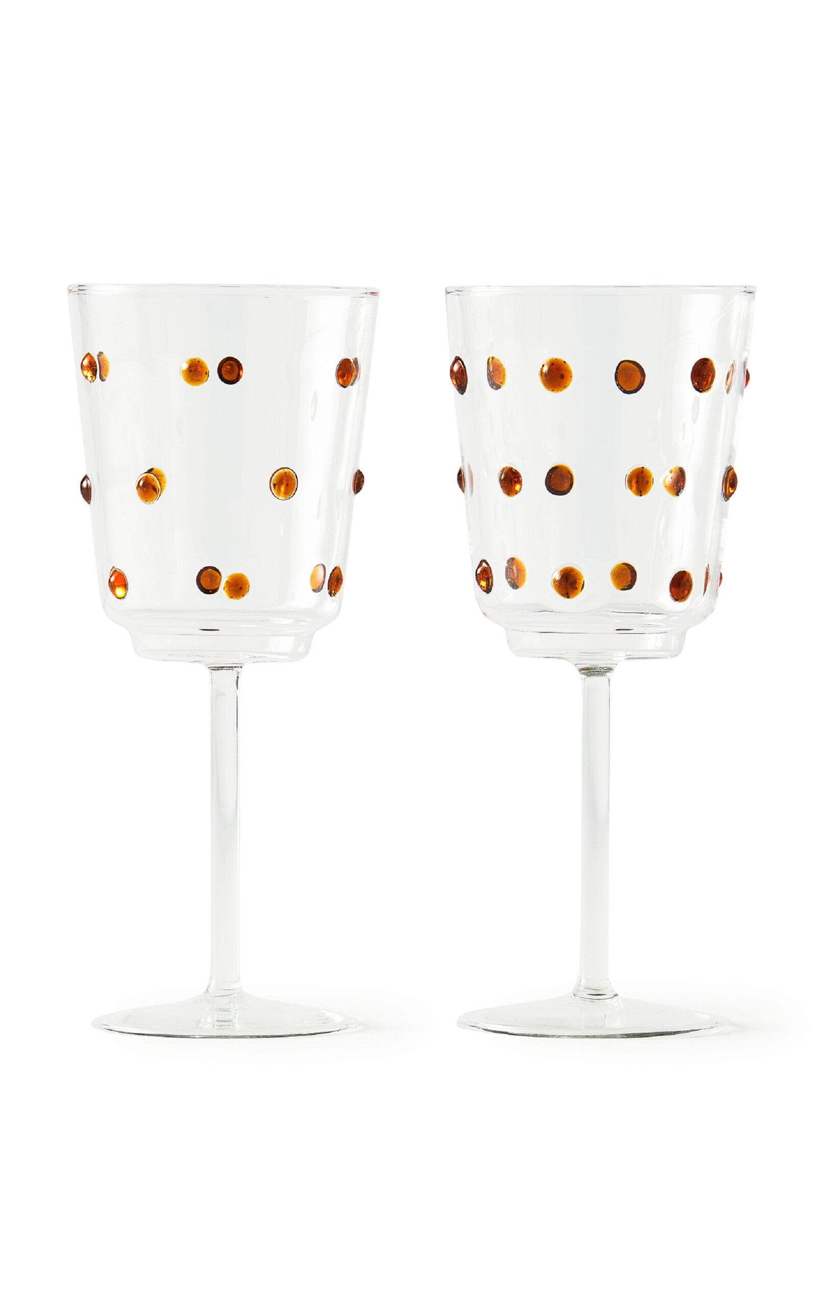 POLSPOTTEN - Set-of-Two Nob Wine Glasses - Yellow - Moda Operandi by POLSPOTTEN