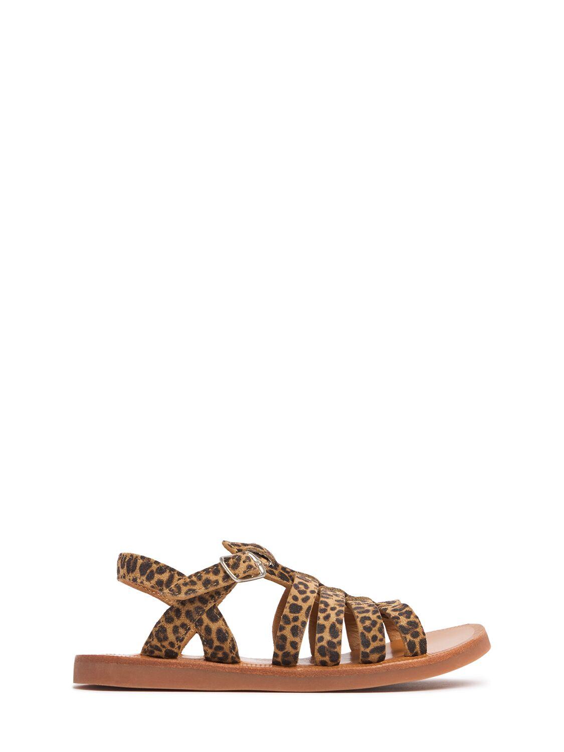 Leopard Print Leather Sandals by POM D'API