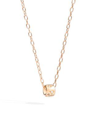 18K Rose Gold Iconica Diamond Geometrically Set Ring Pendant Necklace by POMELLATO