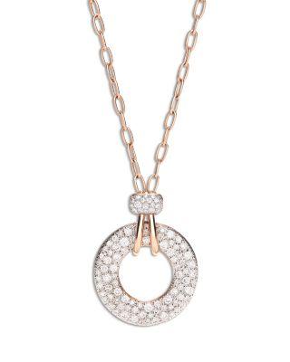 18K Rose Gold Iconica Diamond Pav&eacute; Circle Pendant Necklace by POMELLATO