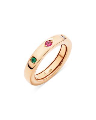 18K Rose Gold Iconica Three Stone Geometric Set Band by POMELLATO