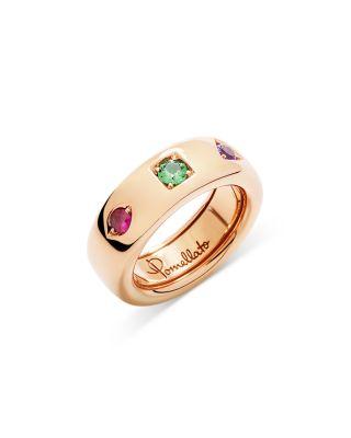 18K Rose Gold Iconica Three Stone Geometric Set Wide Band by POMELLATO