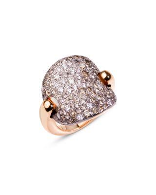18K Rose Gold Sabbia White & Brown Diamond Ombr&eacute; Cluster Ring by POMELLATO