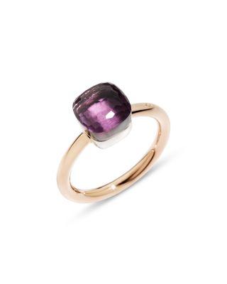 18K White & Rose Gold Nudo Amethyst Cushion Petite Solitaire Ring by POMELLATO