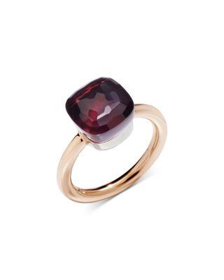 18K White & Rose Gold Nudo Garnet Cushion Cut Solitaire Ring by POMELLATO