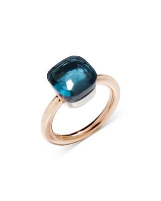 18K White & Rose Gold Nudo London Blue Topaz Statement Ring by POMELLATO