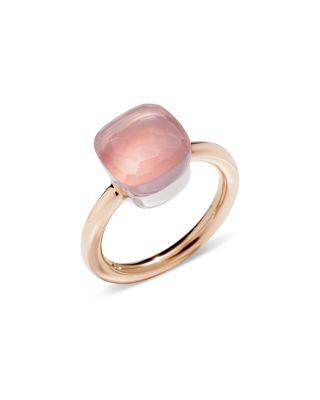 18K White & Rose Gold Nudo Rose Quartz Solitaire Ring by POMELLATO