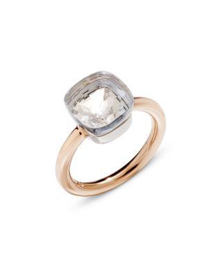 18K White & Rose Gold Nudo White Topaz Solitaire Ring by POMELLATO
