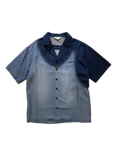 crochet-trimmed denim shirt by PONDER.ER