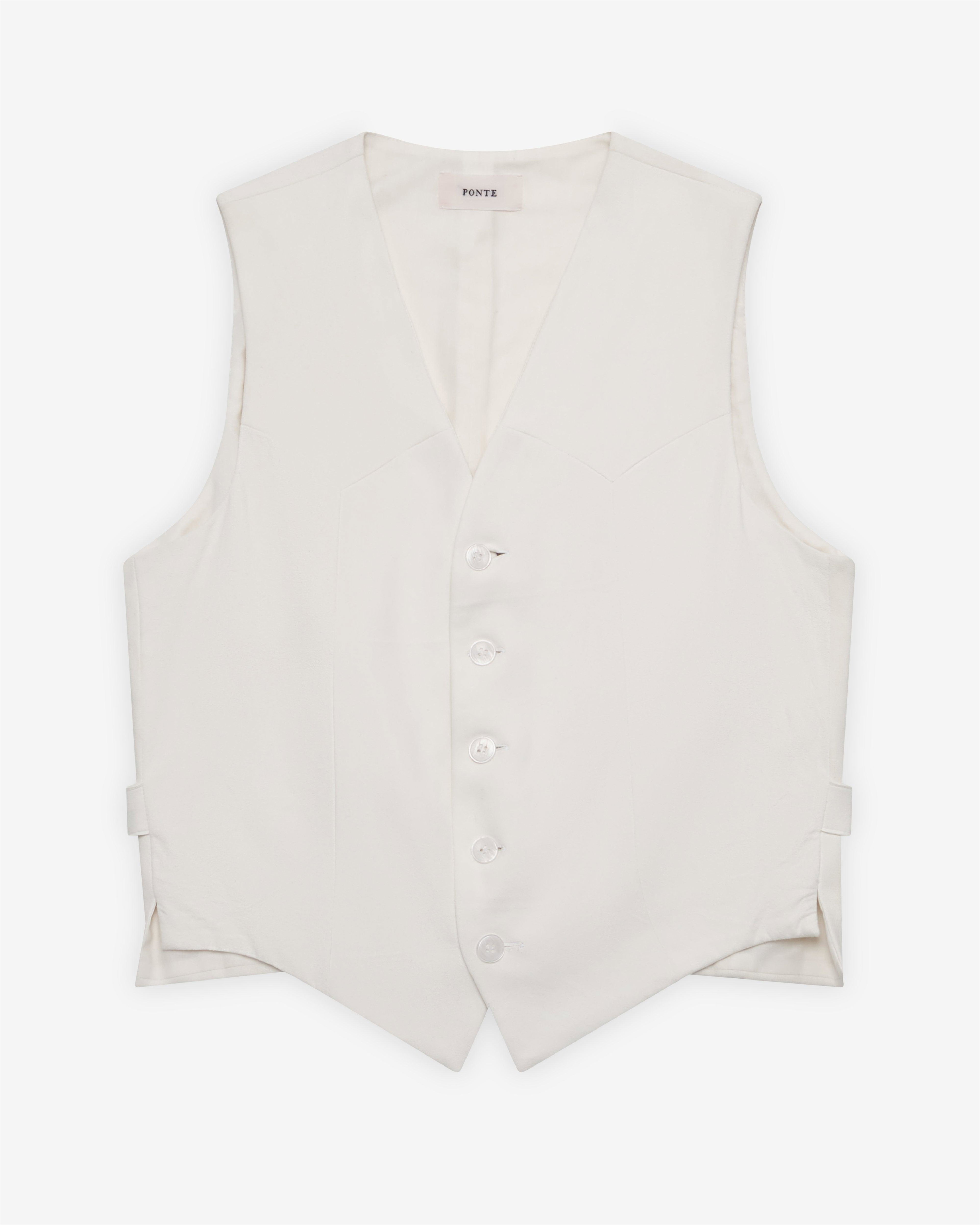 Ponte - Women's Leather Cowboy Waistcoat - (Ivory) by PONTE