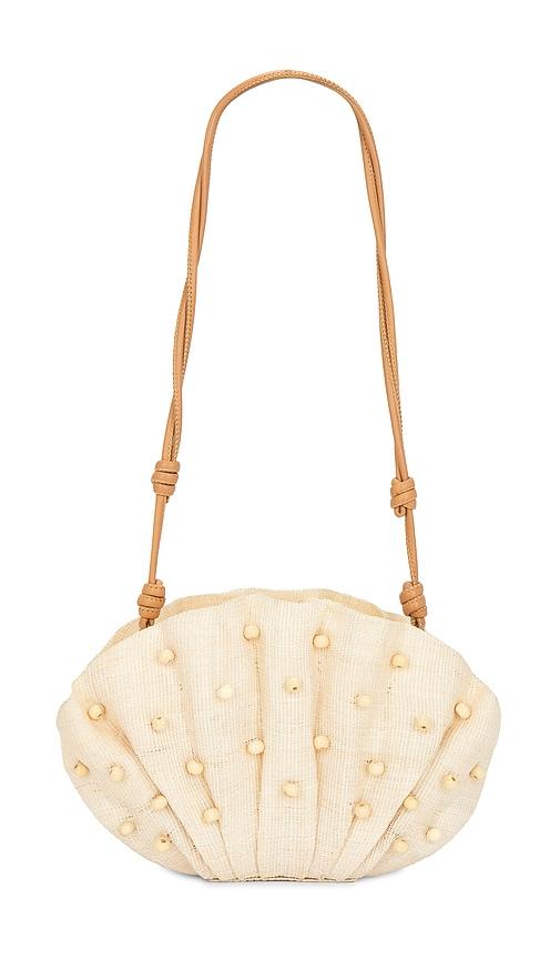 Poolside The Origami Beaded Scallop Clutch in Brown by POOLSIDE