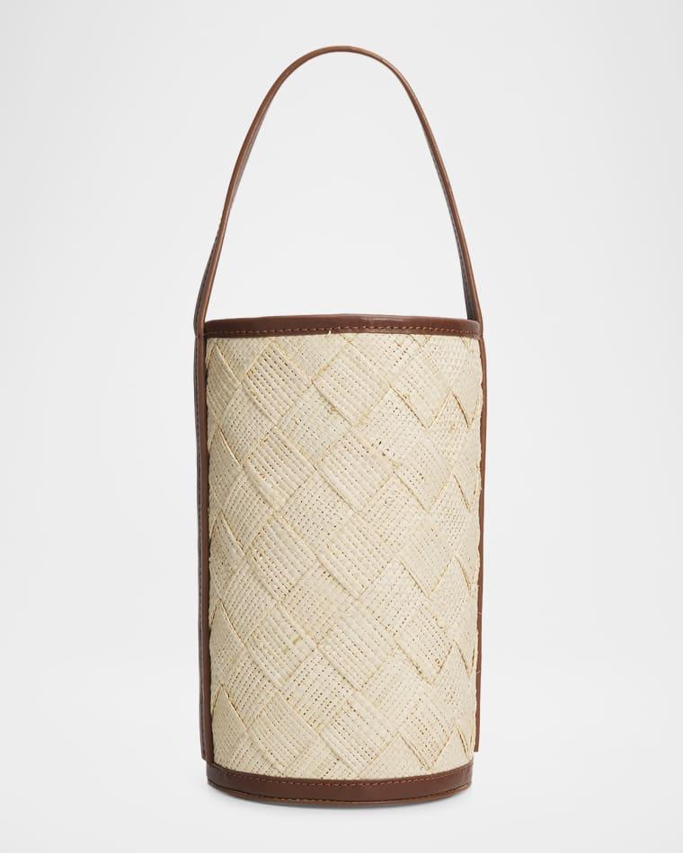 The Cylinder Woven Straw Bucket Bag by POOLSIDE