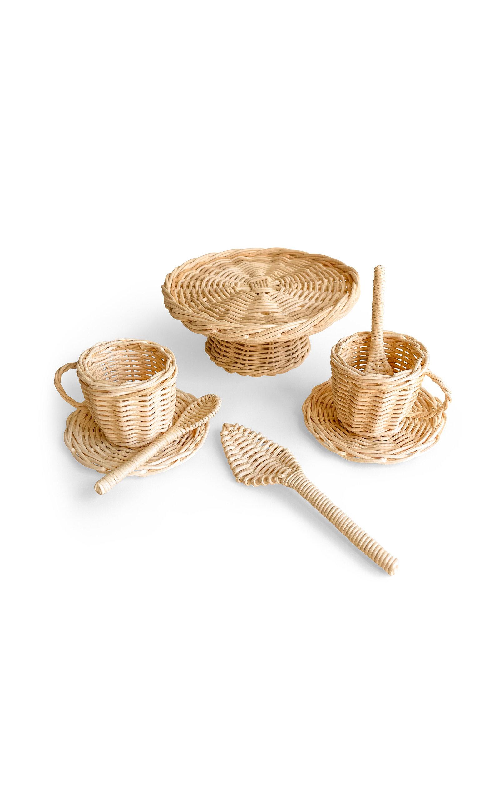 Poppie Toys Kids Rattan Toy Coffee and Cake Set - Moda Operandi by POPPIE TOYS