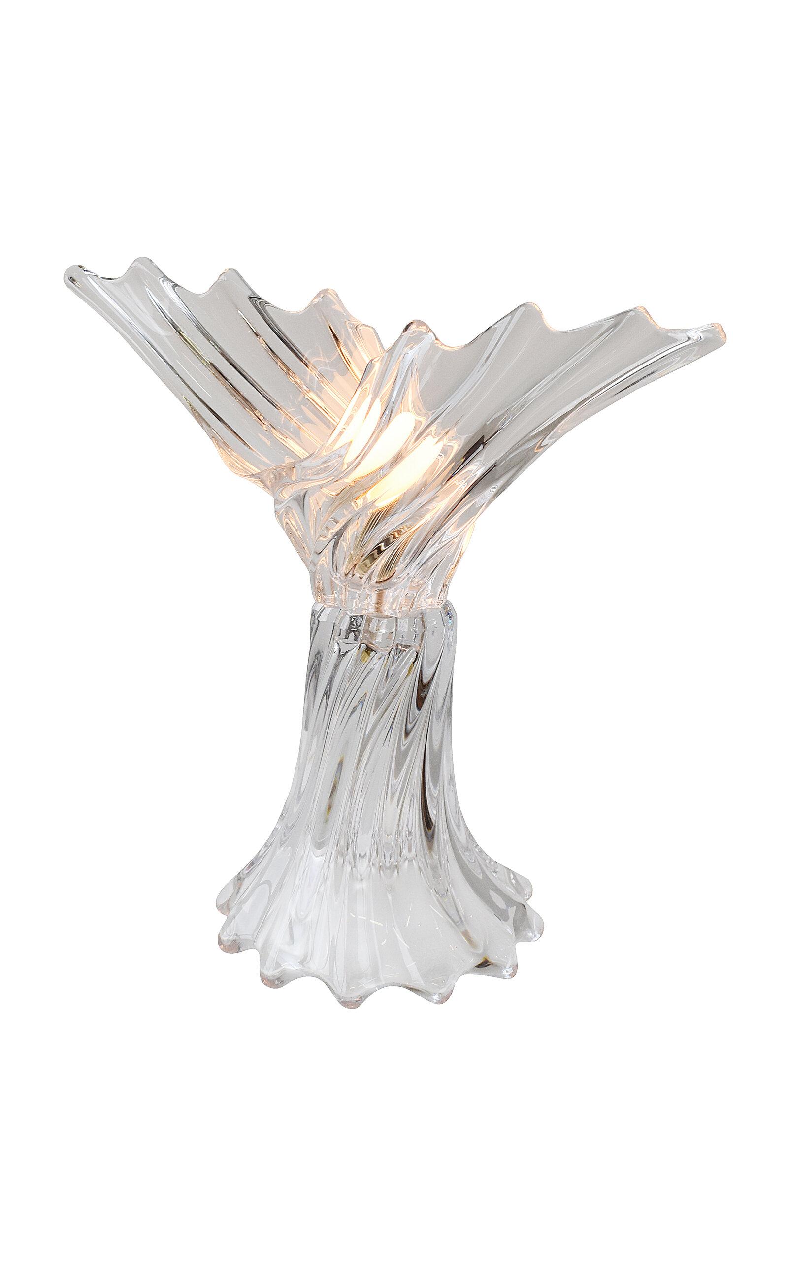 Portmanteau New York - Vintage Art Vannes French Blown Crystal Table Lamp; Circa 1970S - Clear - Moda Operandi by PORTMANTEAU NEW YORK