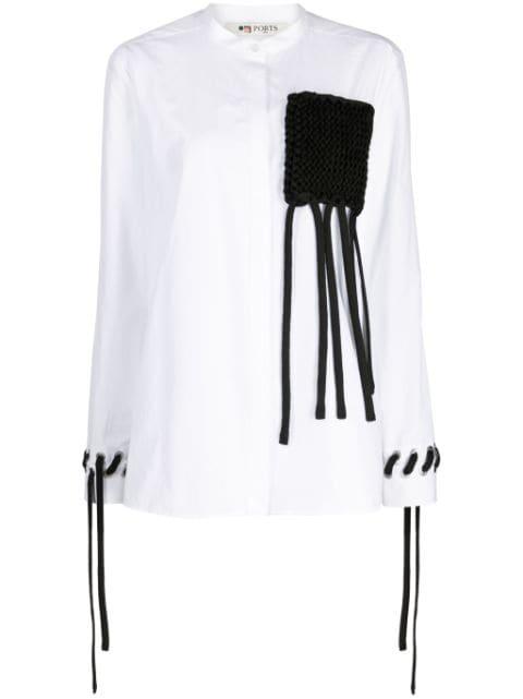 knitted-panel strap-detail shirt by PORTS 1961
