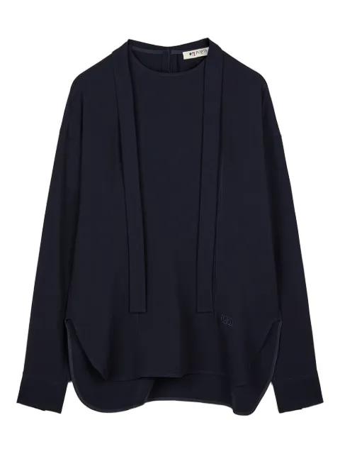 tie-neck curved-hem blouse by PORTS 1961