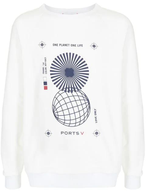 "ONE PLANET ONE LIFE" slogan print sweatshirt by PORTS V