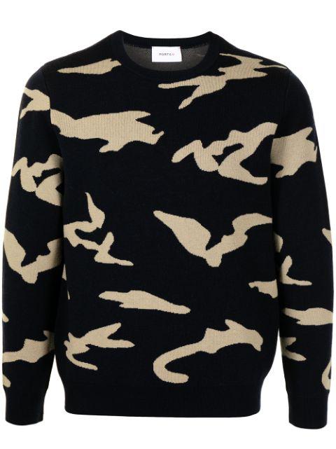 camouflage-pattern wool sweater by PORTS V