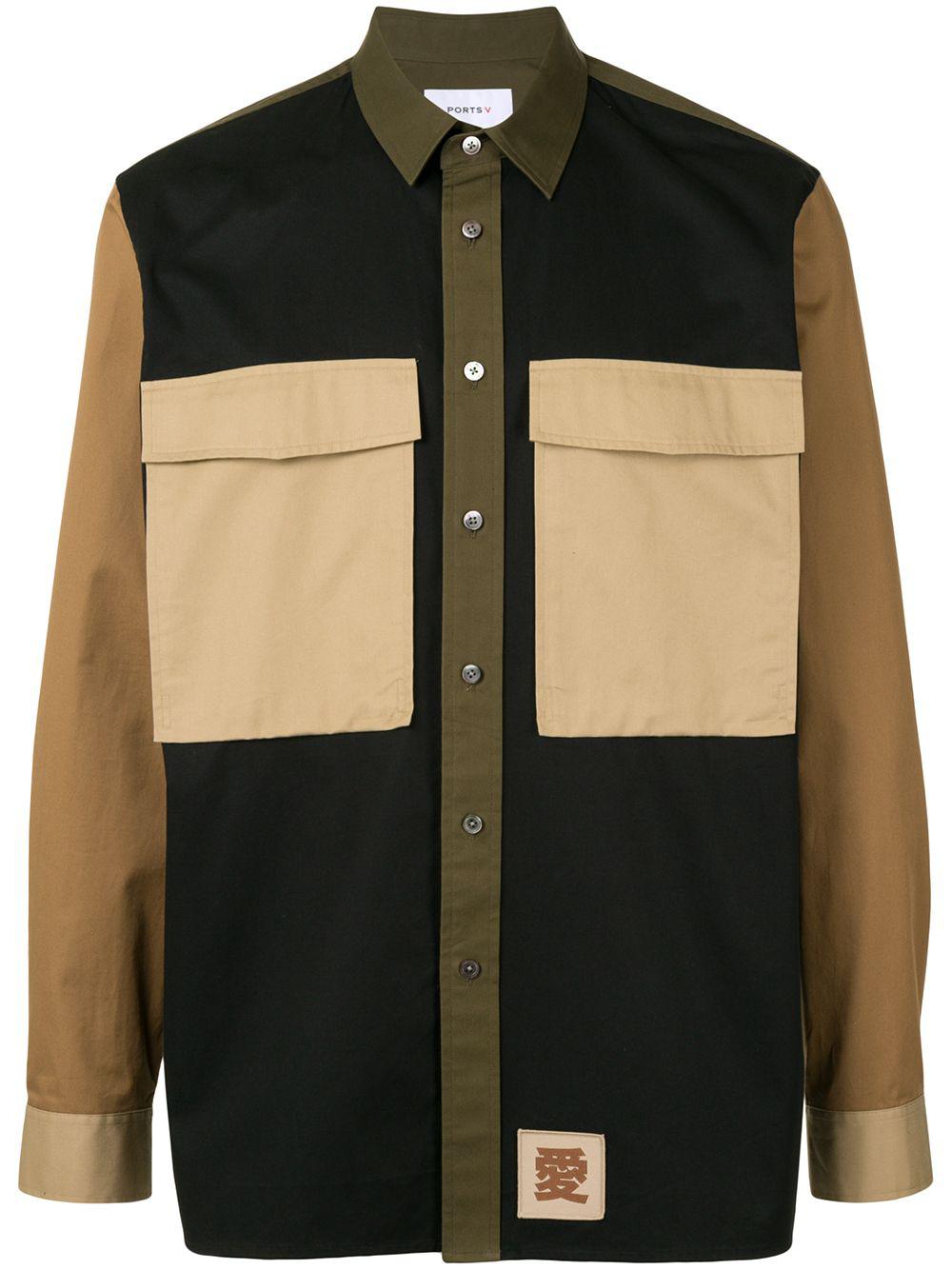 colour-block logo patch shirt by PORTS V