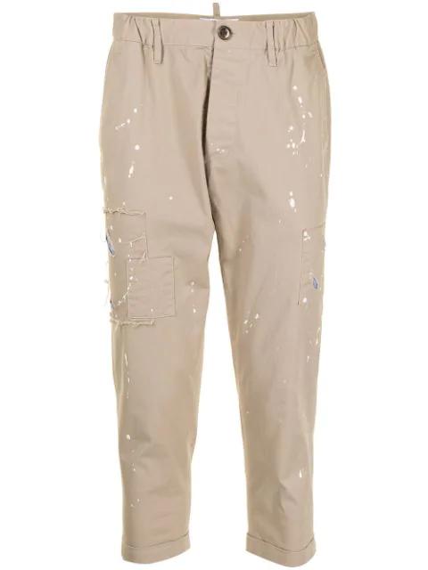 cropped paint splatter trousers by PORTS V
