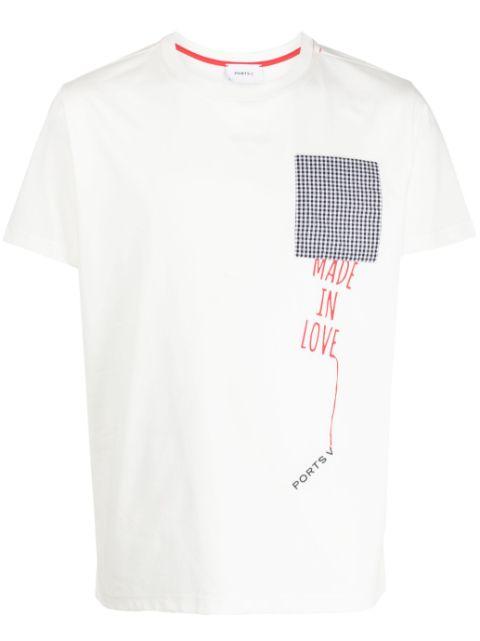 logo-embroidered check-print T-shirt by PORTS V
