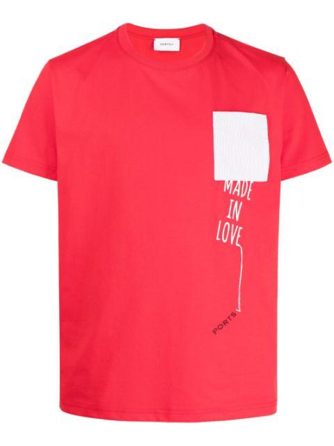 logo-embroidered patchwork-detail T-shirt by PORTS V