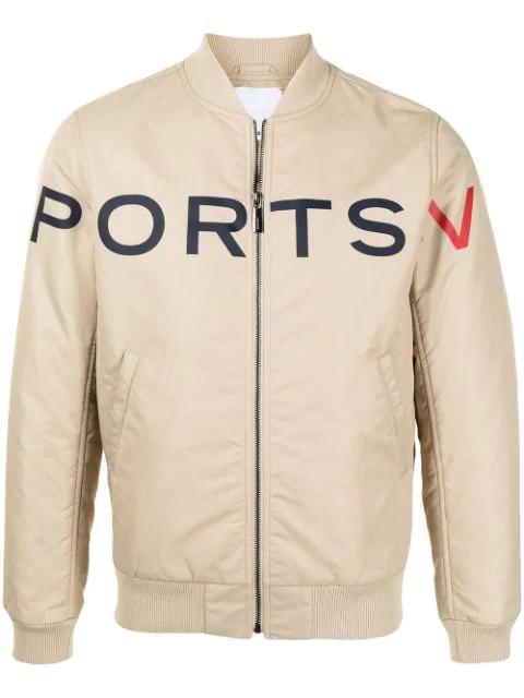 logo-print bomber jacket by PORTS V
