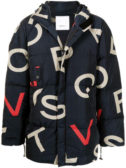 logo-print oversized padded jacket by PORTS V