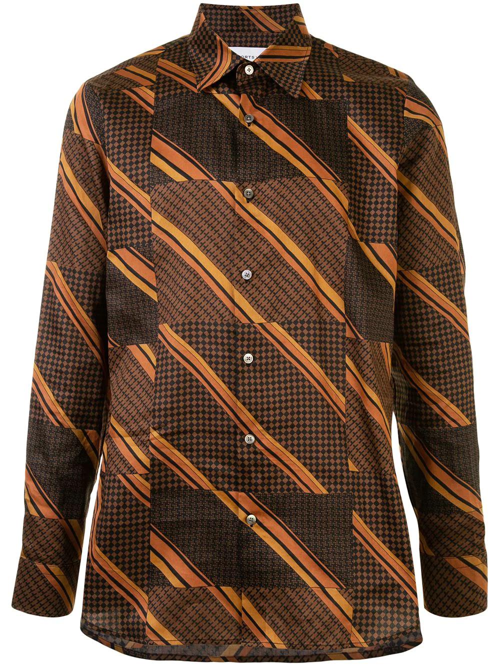 mixed-print long-sleeved shirt by PORTS V
