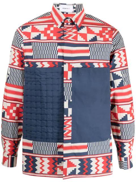 quilt front geometric-print shirt by PORTS V