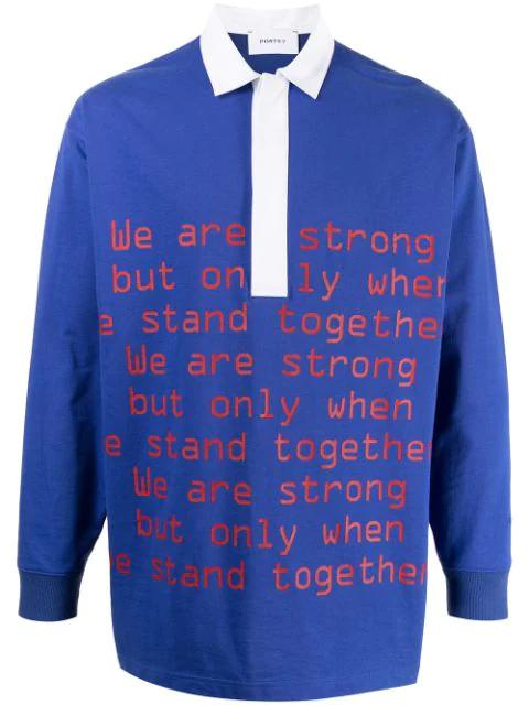 slogan-print polo shirt by PORTS V