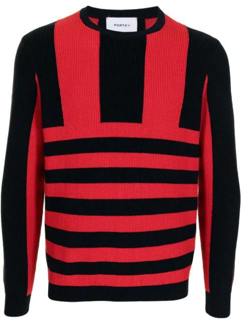 stripe-print knitted jumper by PORTS V