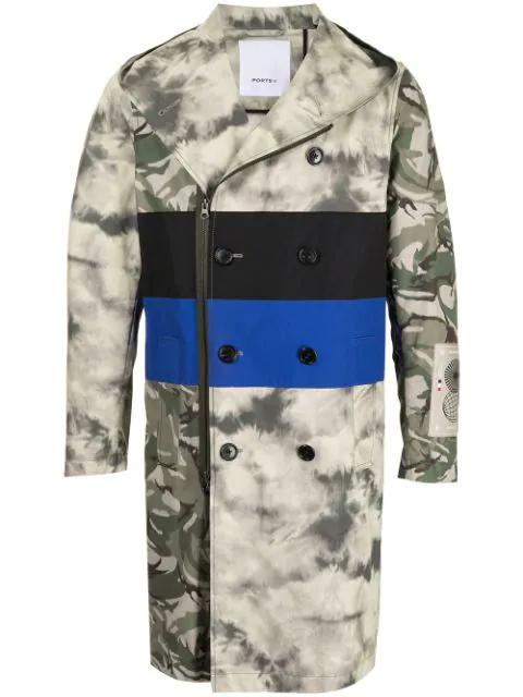 striped camouflage print zipped coat by PORTS V