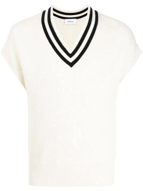 striped wool vest by PORTS V