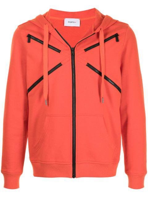zip-embellished hoodied jacket by PORTS V