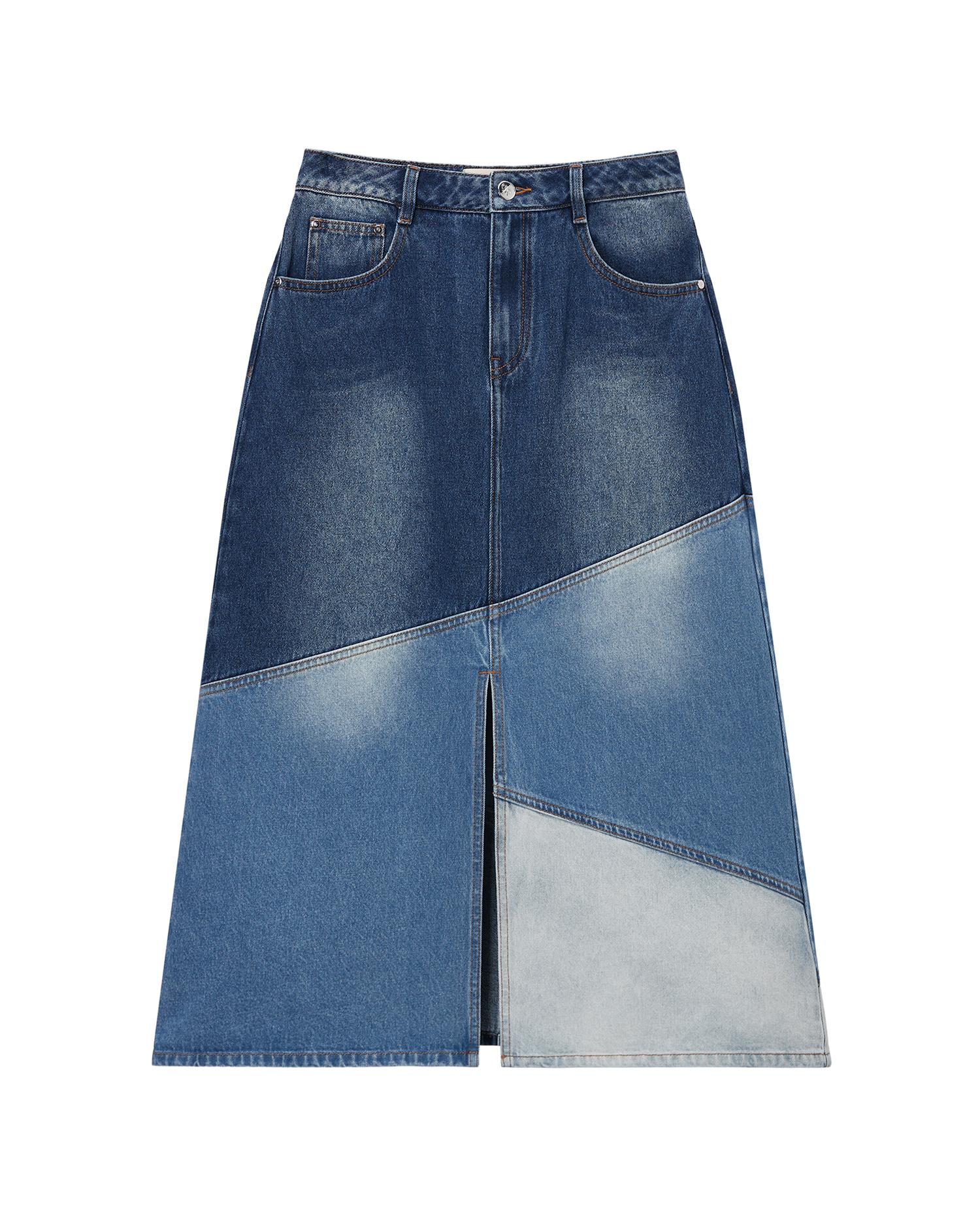 Patchwork denim skirt by PORTSPURE
