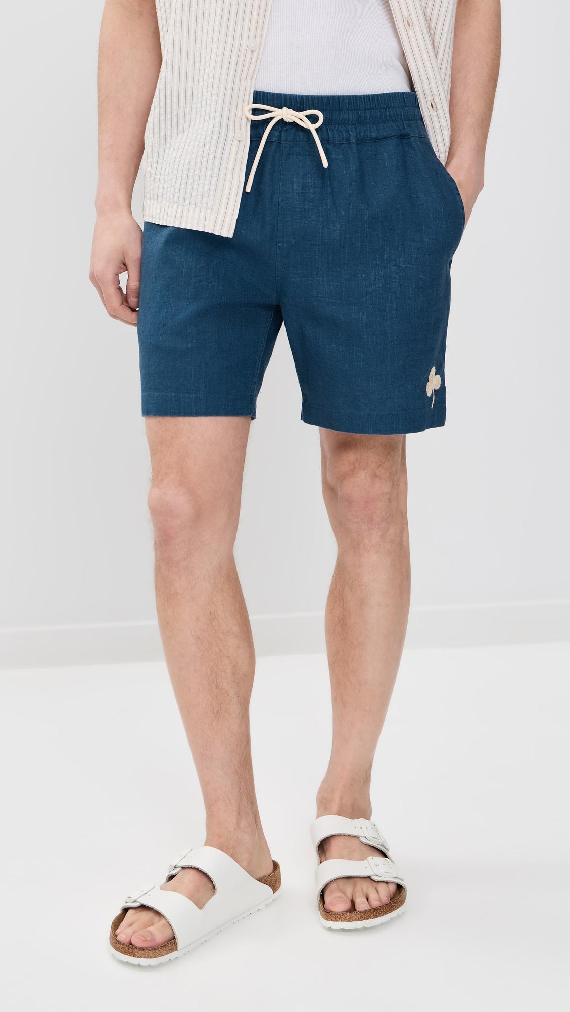 Embroidery Nature Ramie Shorts 6" by PORTUGUESE FLANNEL