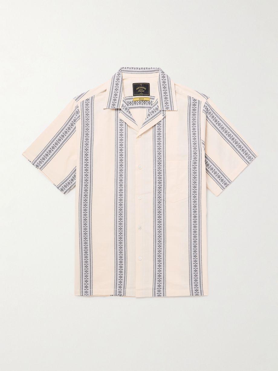 Melissa Convertible-Collar Striped Cotton-Jacquard Shirt by PORTUGUESE FLANNEL Melissa Convertible-Collar Striped Cotton-Jacquard Shirt by PORTUGUESE FLANNEL