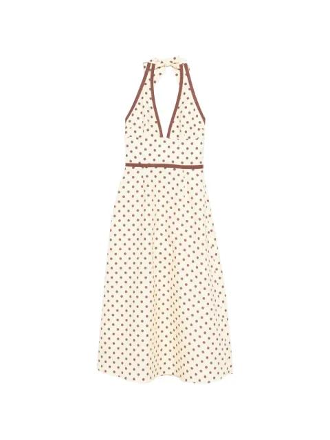 Bowie polka-dot V-neck midi dress by POSSE