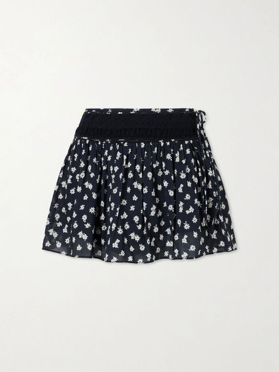 Danielle floral-print lace-trimmed cotton-voile mini skirt by POSSE