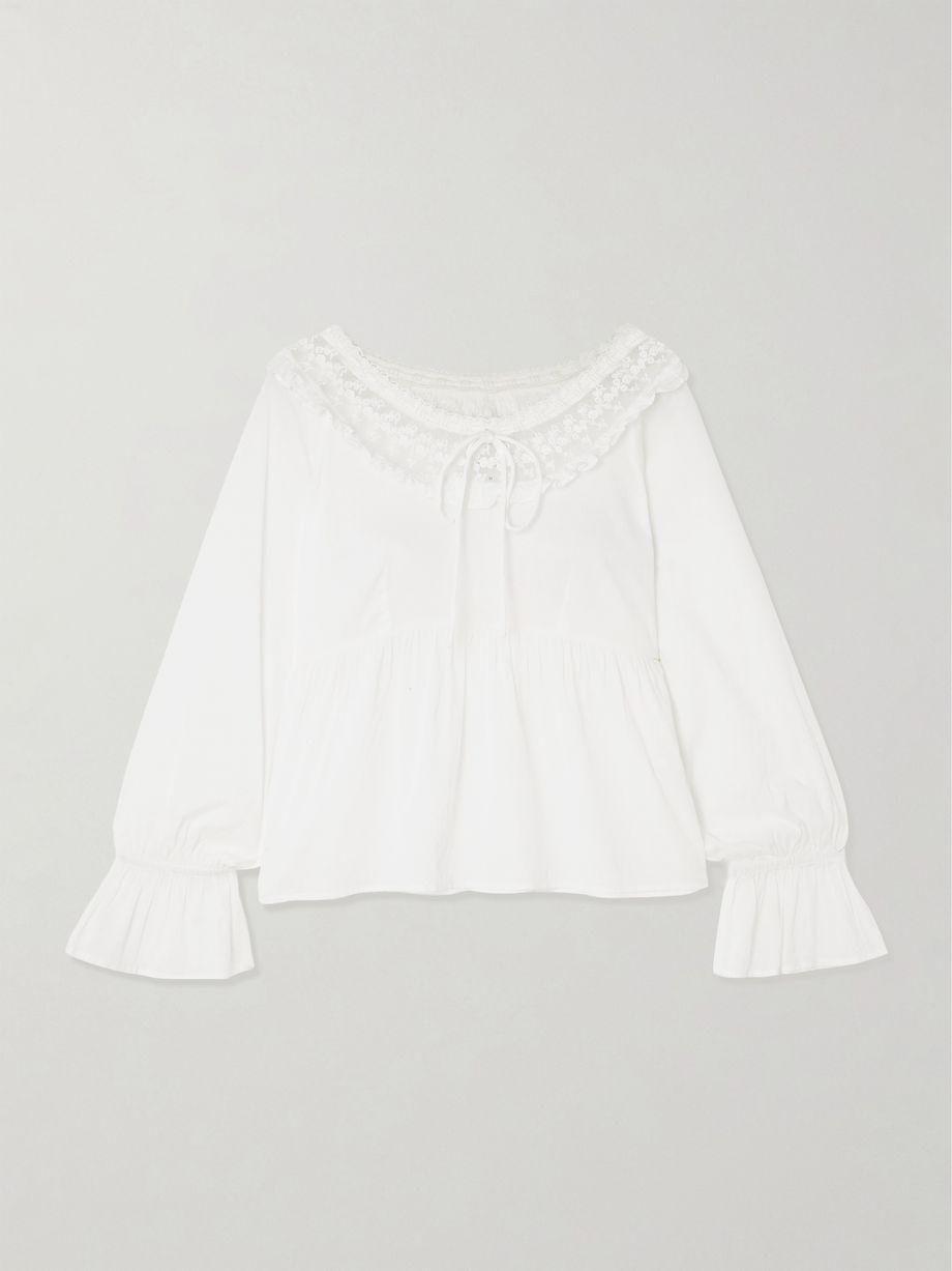Danielle lace-trimmed cotton blouse by POSSE