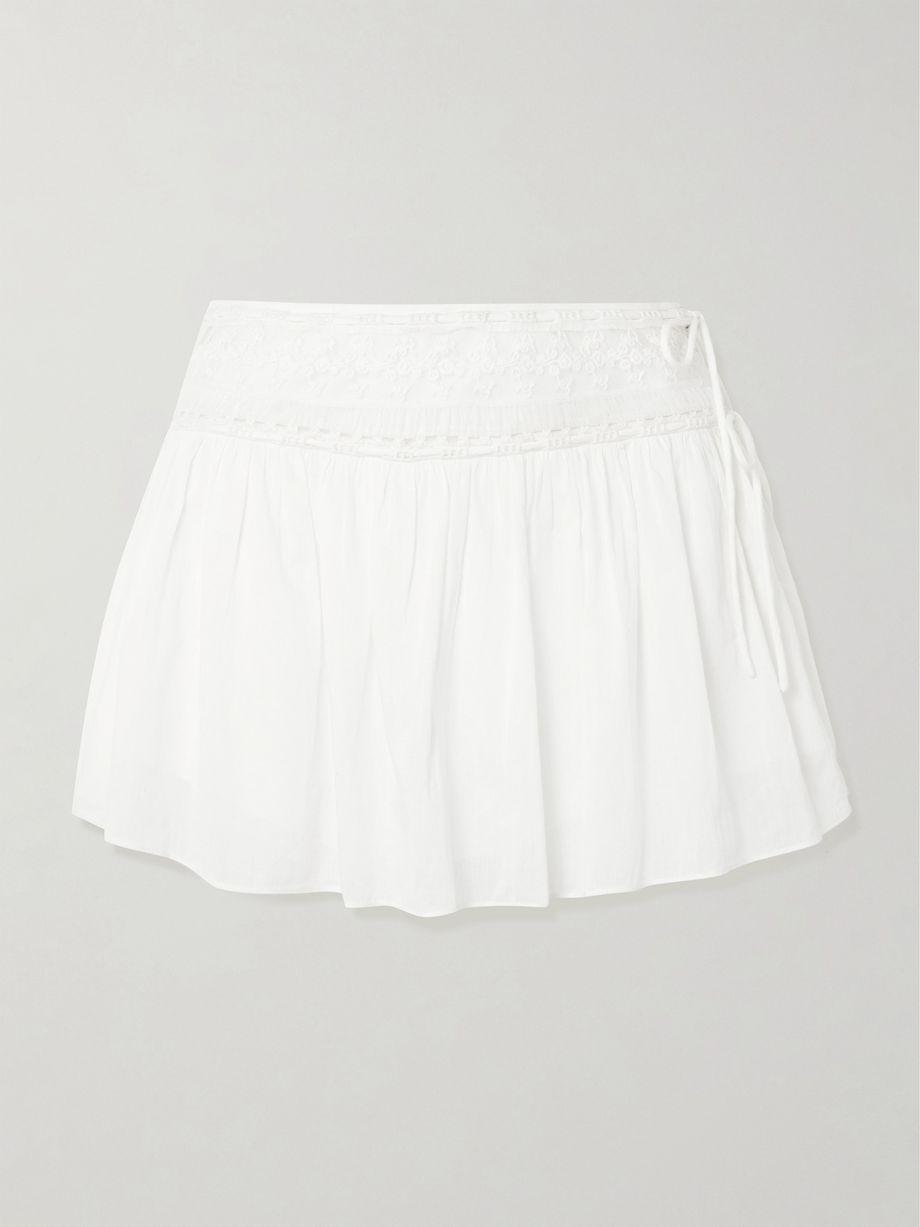 Danielle tie-detailed lace-trimmed cotton skort by POSSE