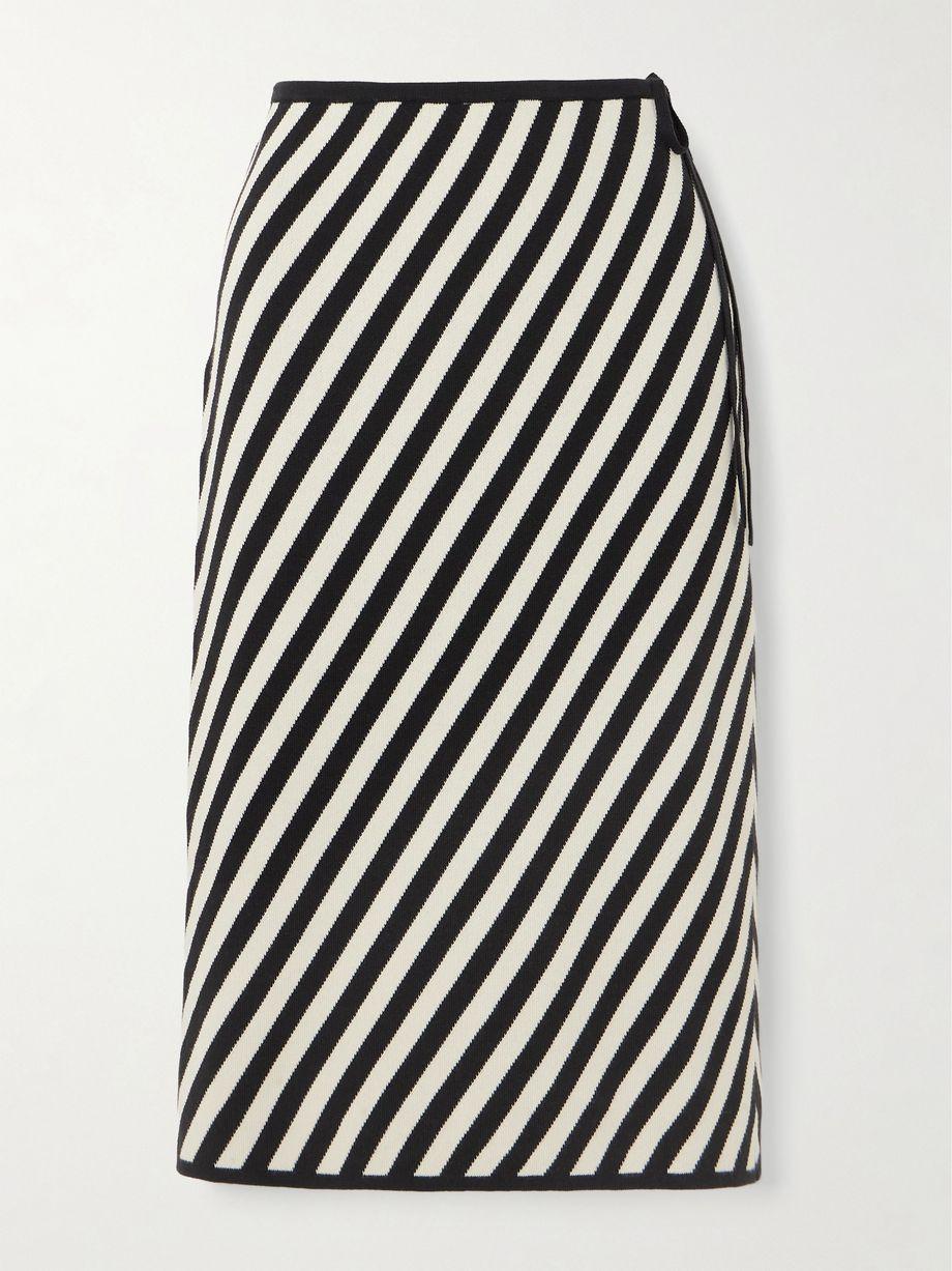 Darcy striped Pima cotton midi skirt by POSSE