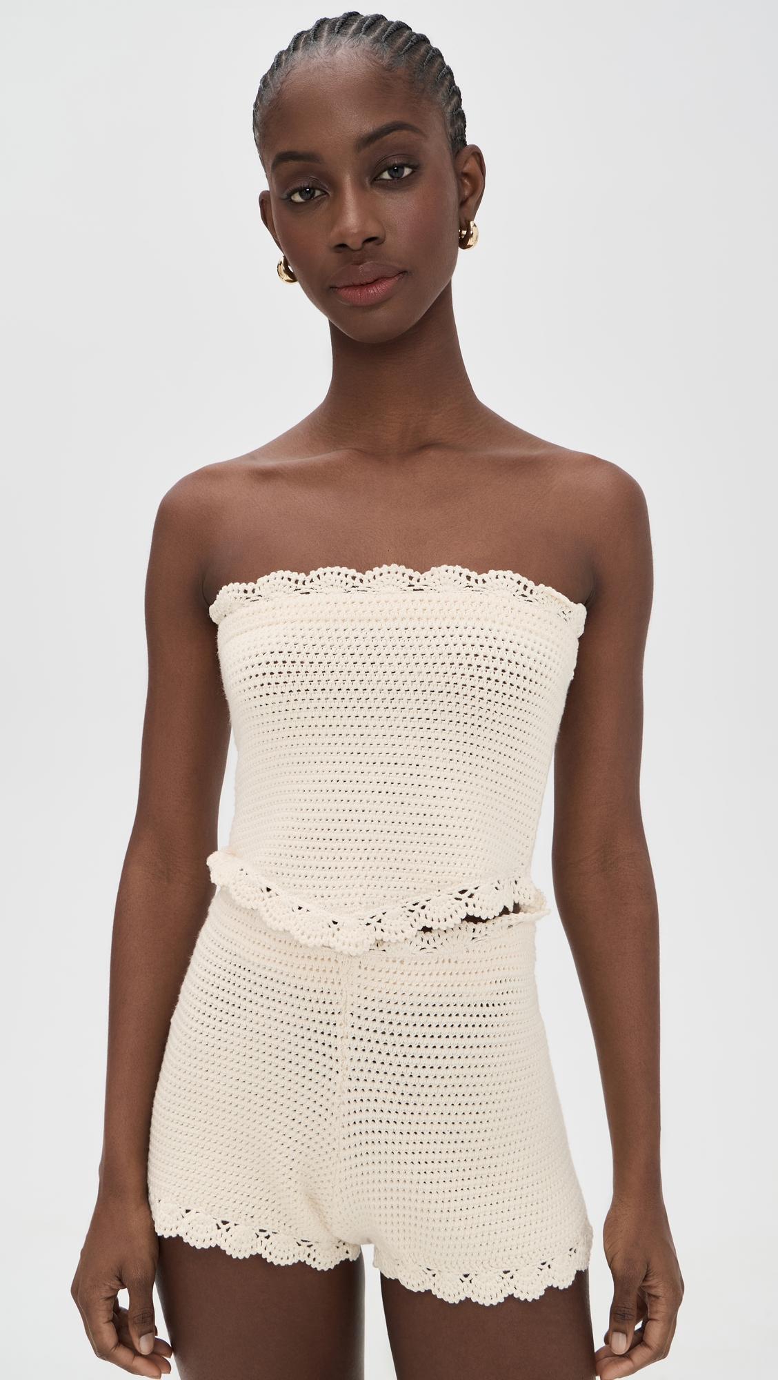 Dylan Crochet Strapless Top by POSSE